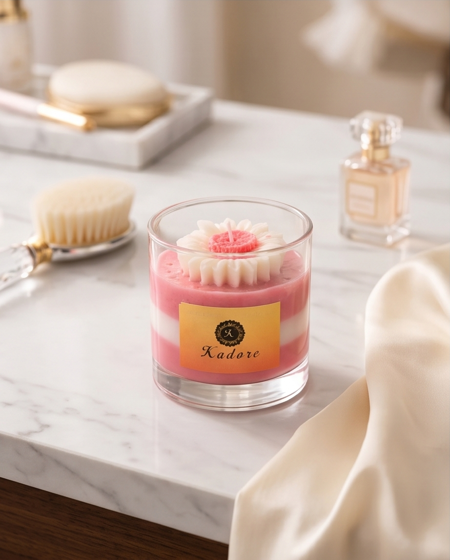 handcrafted pink petal candle