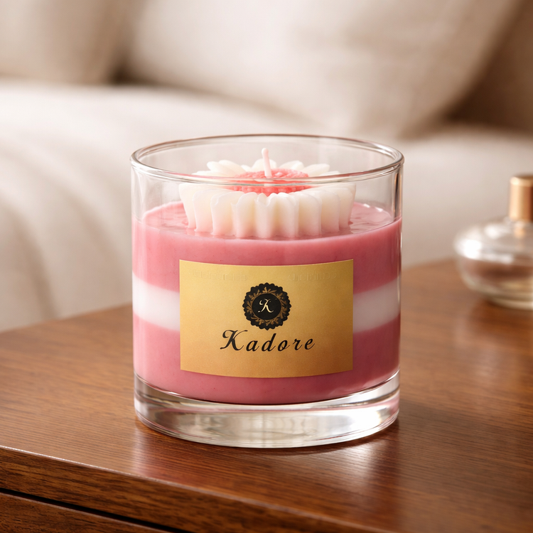handcrafted pink petal candle
