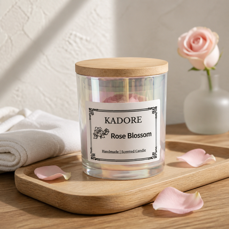handcrafted rose blossom candle