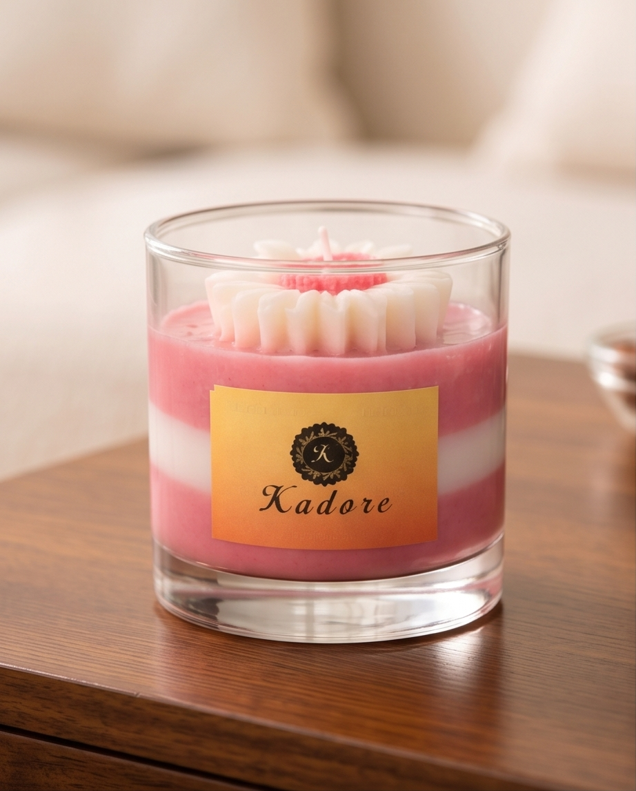 handcrafted pink petal candle
