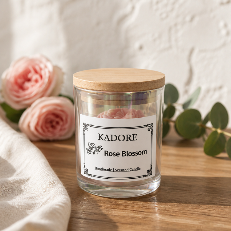 handcrafted rose blossom candle