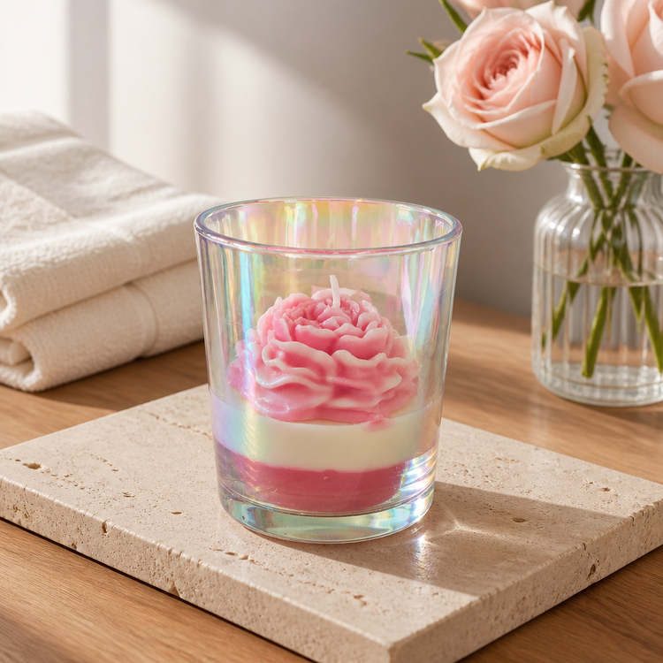 handcrafted rose blossom candle